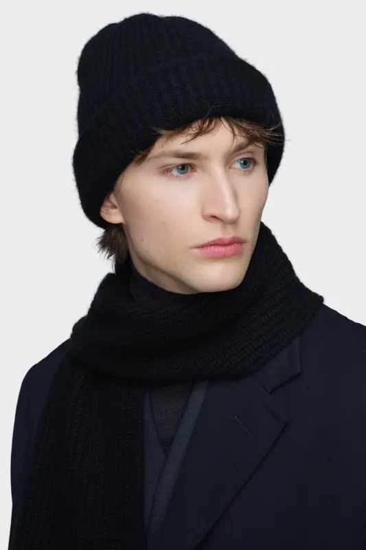 Maison Margiela Mens Blue Cashmere Beanie Dark Blue online