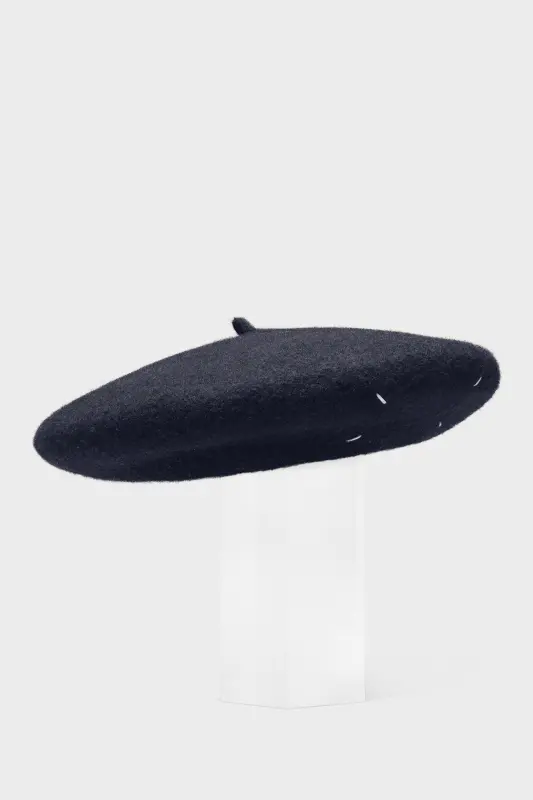 Maison Margiela Blue Felted Wool Beret Navy Blue online