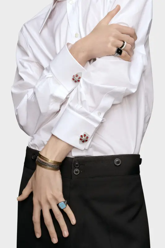 Maison Margiela Gold Silver Medium-Width Cuff Bracelet Yellow Gold Plating Burattato online