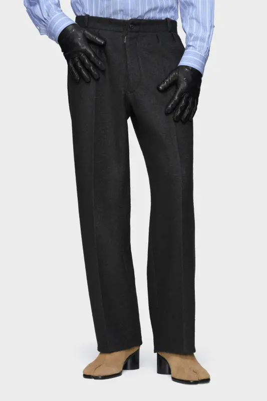 Maison Margiela Felted Wool Straight-Leg Trousers Black online