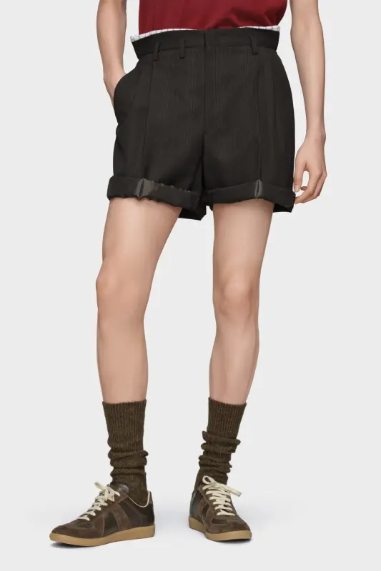 Maison Margiela Mens Black Wool Tailored Shorts Black online