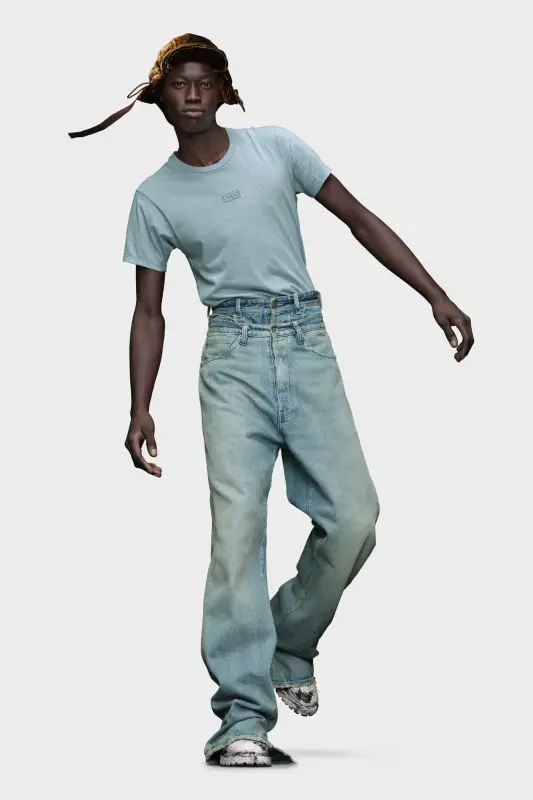 Maison Margiela Stamp logo T-shirt Blue melange online