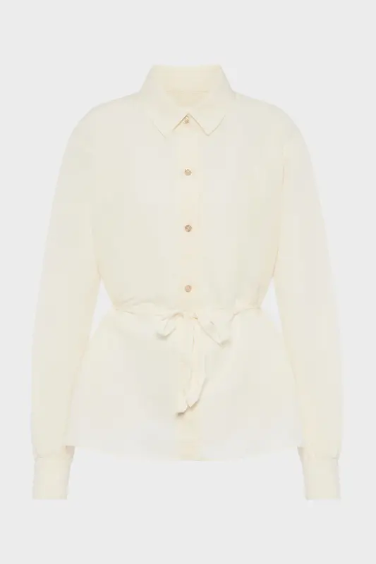 Maison Margiela Tie-waist silk cotton shirt Cream online
