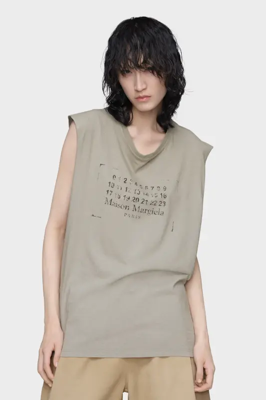 Maison Margiela Womens Brown Cotton Sleeveless Top White online