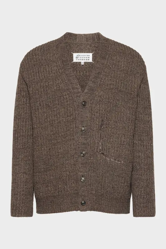 Maison Margiela Mens Brown Cotton Wool Cardigan Brown online