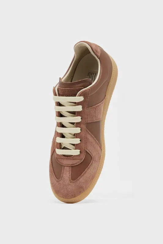 Maison Margiela Mens Brown Leather Replica Sneakers Brown online