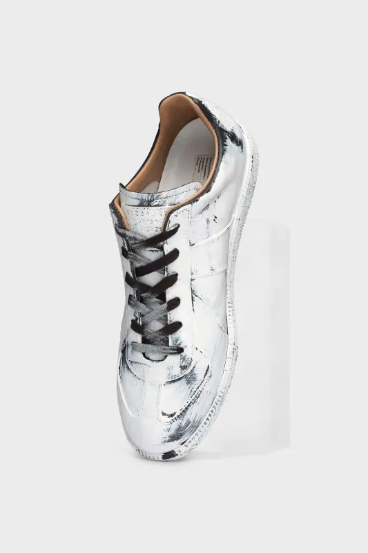 Maison Margiela Replica White Paint Sneakers Black White online