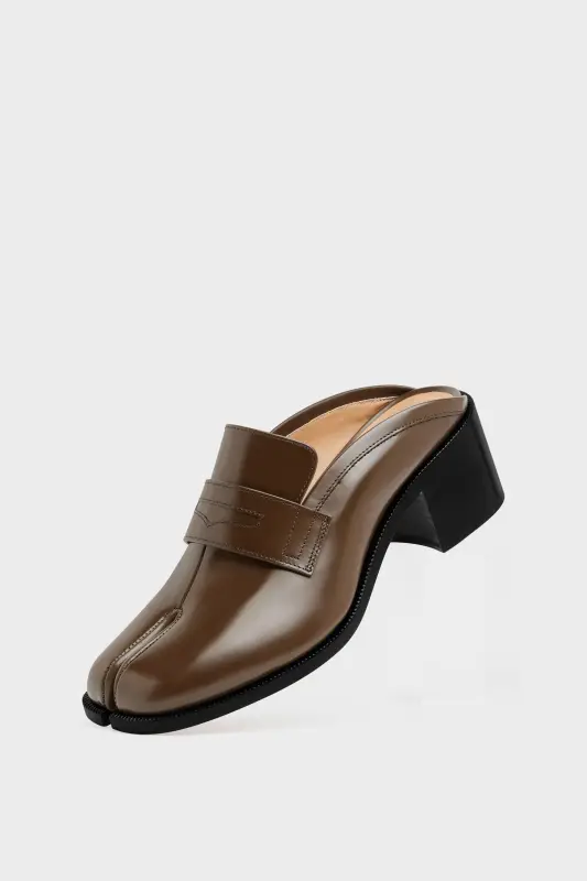 Maison Margiela Womens Brown Leather Tabi City Loafer Mule Wood online